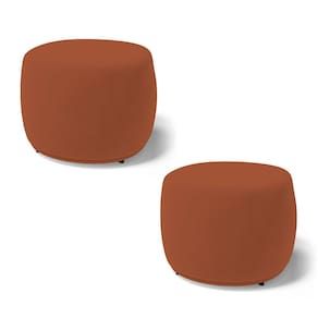Kit 02 Puffs Decorativos Living Aisha Orgânico Redondo Veludo Terracota - Desk Design