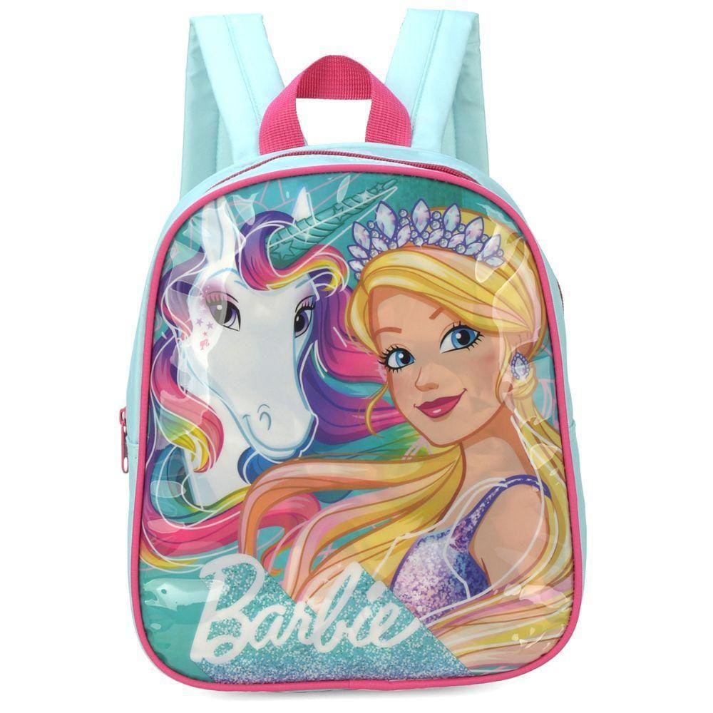 Mochila Baby Barbie Unicórnio Verde Luxcel Passeio Creche