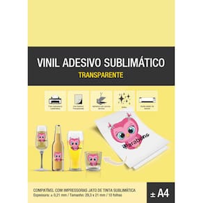Vinil Adesivo Sublimático Transparente A4 10 Folhas