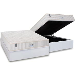 Cama Box Baú Casal: Colchão Molas Ensacadas Sealy MasterPocket Miami + Base CRC Courano White(138x188)