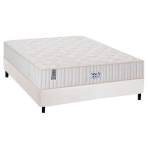 Cama Box Casal: Colchão Molas Sealy MasterPocket Ensacadas Miami + Base CRC Courano Branco(138x188)