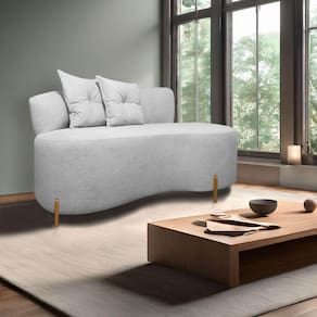 Sofá Curvo Orgânico Grécia 2 Pessoas 180cm Bouclê Cinza SOFA STORE