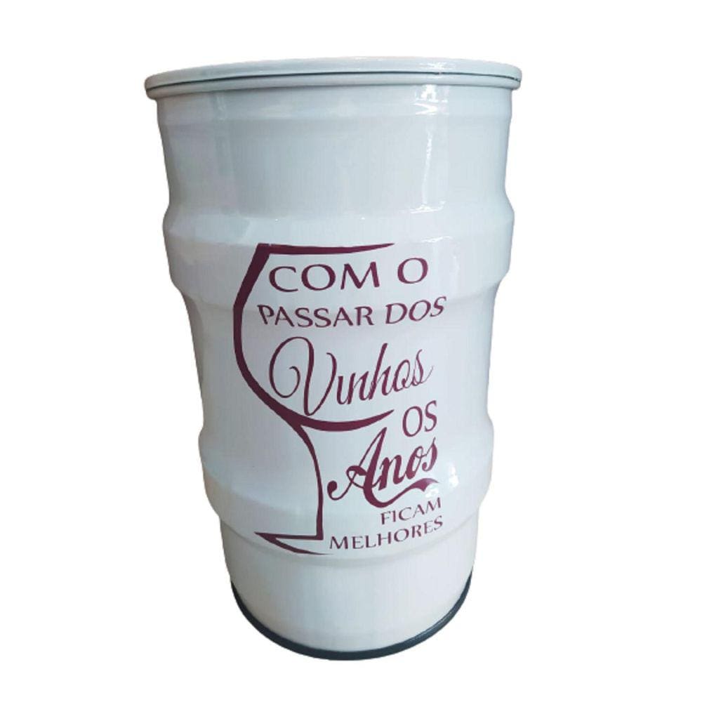 Lixeira Metalica Tambor Com Os Passar Dos Vinhos Tonel 50Lt