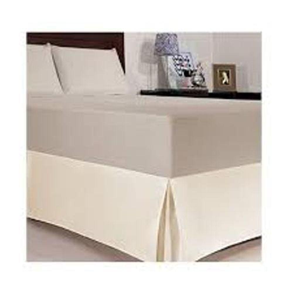 Saia Box Cama Solteiro Plus Com Pregas Branco Pérola