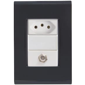 Cj Tomadas 10a E Tv Sat Coaxial Liz Grafite Tramontina Completo Pronto Tramontina