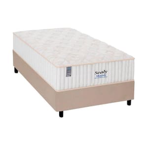 Cama Box Solteiro: Colchão Molas Sealy MasterPocket Ensacadas Miami + Base CRC Suede Clean(88x188)
