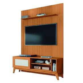 Rack Bancada Caribe Com Painel Para TV Até 55 Polegadas 1,35m Egeo Cedro Ripado Impressão 3D EDN