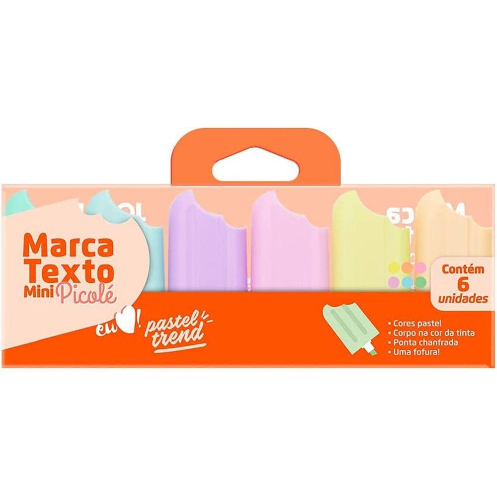 Marca Texto Picole 6 Cores Leoarte