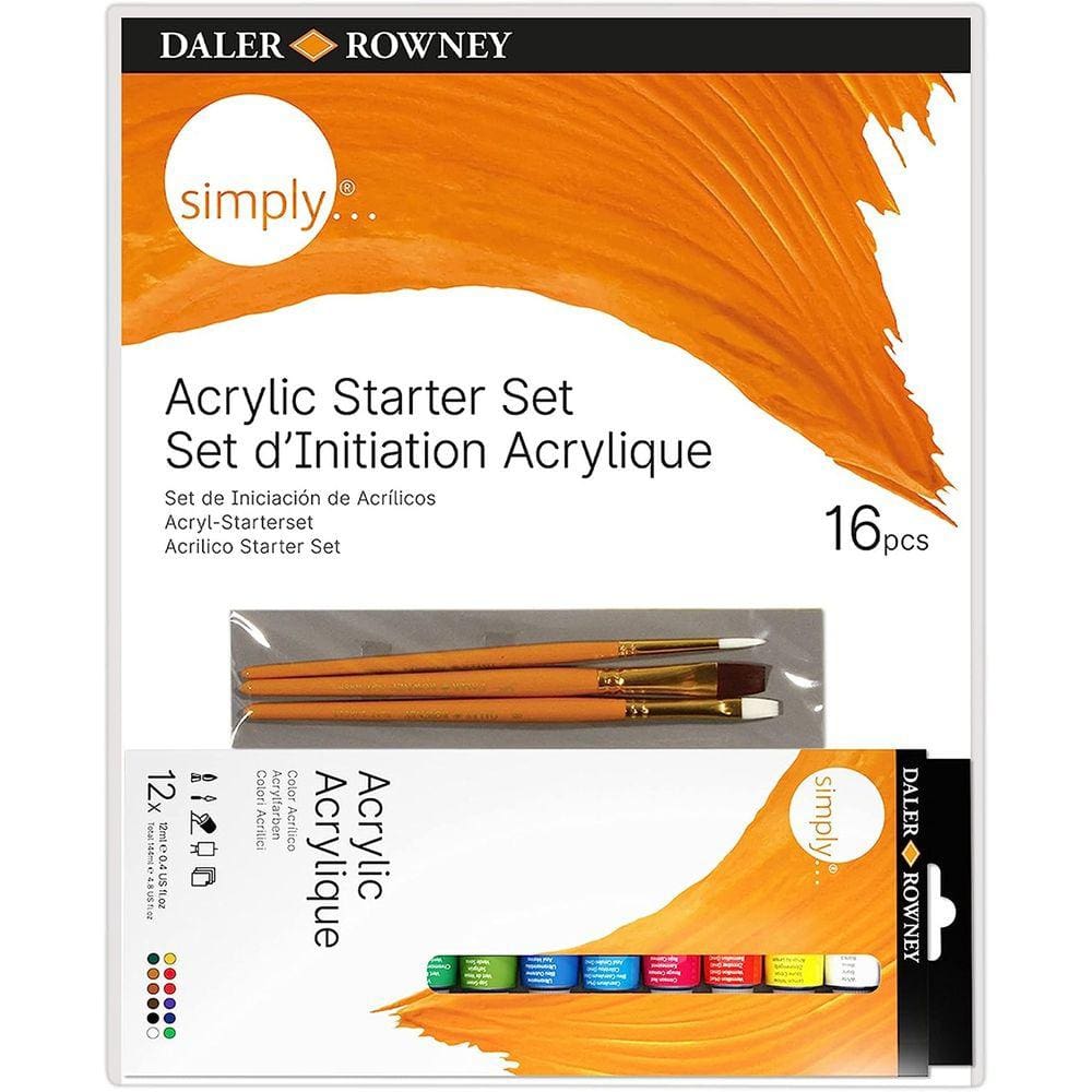 Kit Tinta Acrilica Para Iniciante 16 Peças Daler Rowney