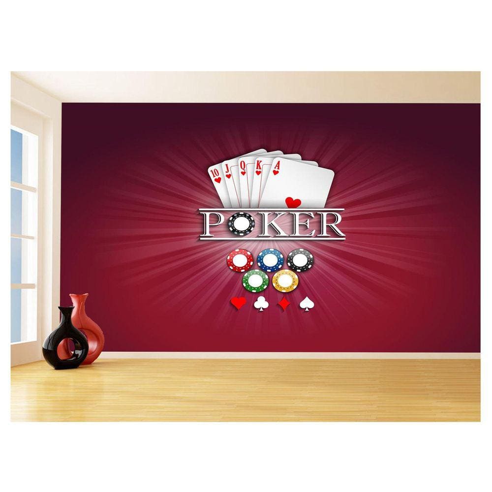 Papel De Parede 3D Salão De Jogos Cartas Poker 3,5M Jcs39