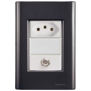 Cj Tomadas 10a E Tv Sat Coaxial Giz Grafite Tramontina Completo Pronto Tramontina