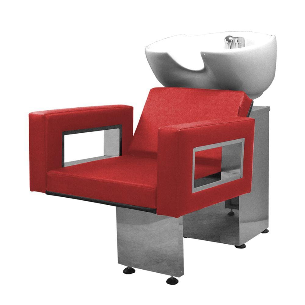 Lavatório Salão de Beleza Moderna Base Inox Vermelho