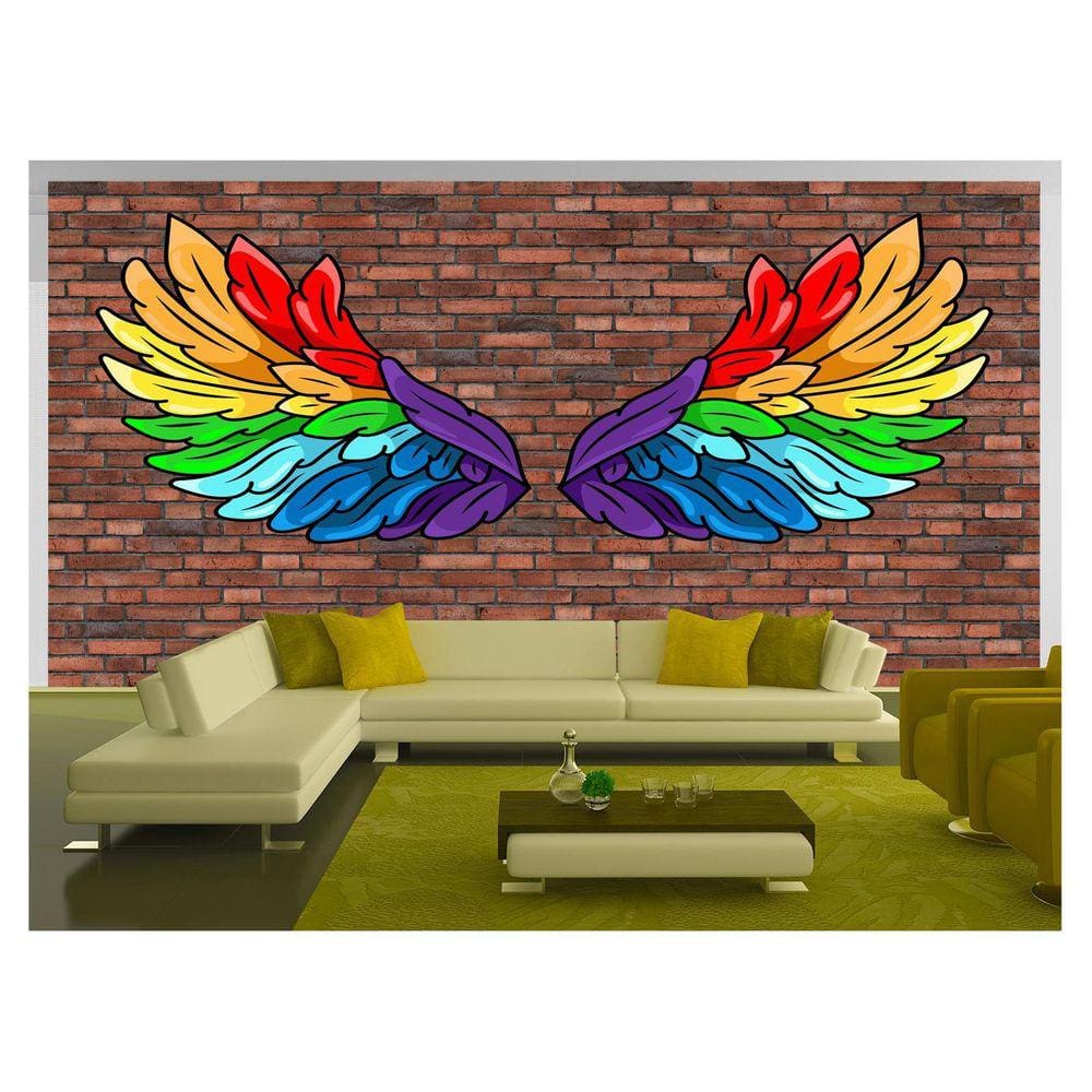 Papel De Parede 3D Arte Asas Selfie Insta Cores 3,5M Tra421