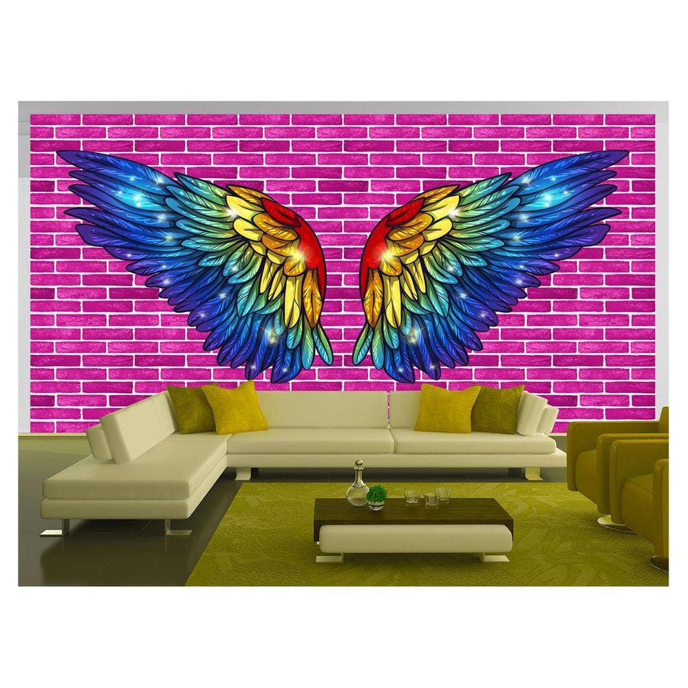 Papel De Parede 3D Arte Asas Selfie Insta Cores 3,5M Tra449