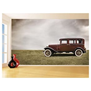 Papel De Parede 3D Carro Antigo Clássico Vintage 3,5M Cxr44