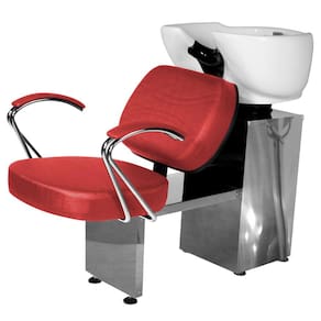 Lavatório Salão de Beleza Topázio Base Inox Vermelho