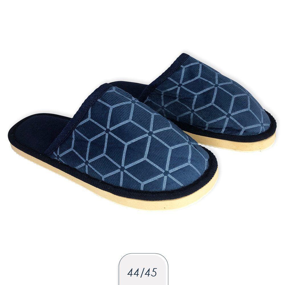 Pantufa Masculina Adulto Antiderrapante Macia Azul 44/45