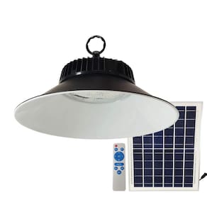 Luminaria Solar Industrial Galpão Regulavel Loja Empresa Comercio Quintal Sala de Estar com Controle Remoto Pendente Placa Solar High Bay