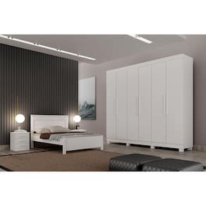Guarda Roupa Casal 6 Portas 4 Gavetas - Canadá-Branco - Leifer Móveis