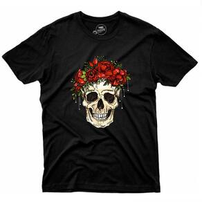 Camiseta Masculina Caveira Rosas
