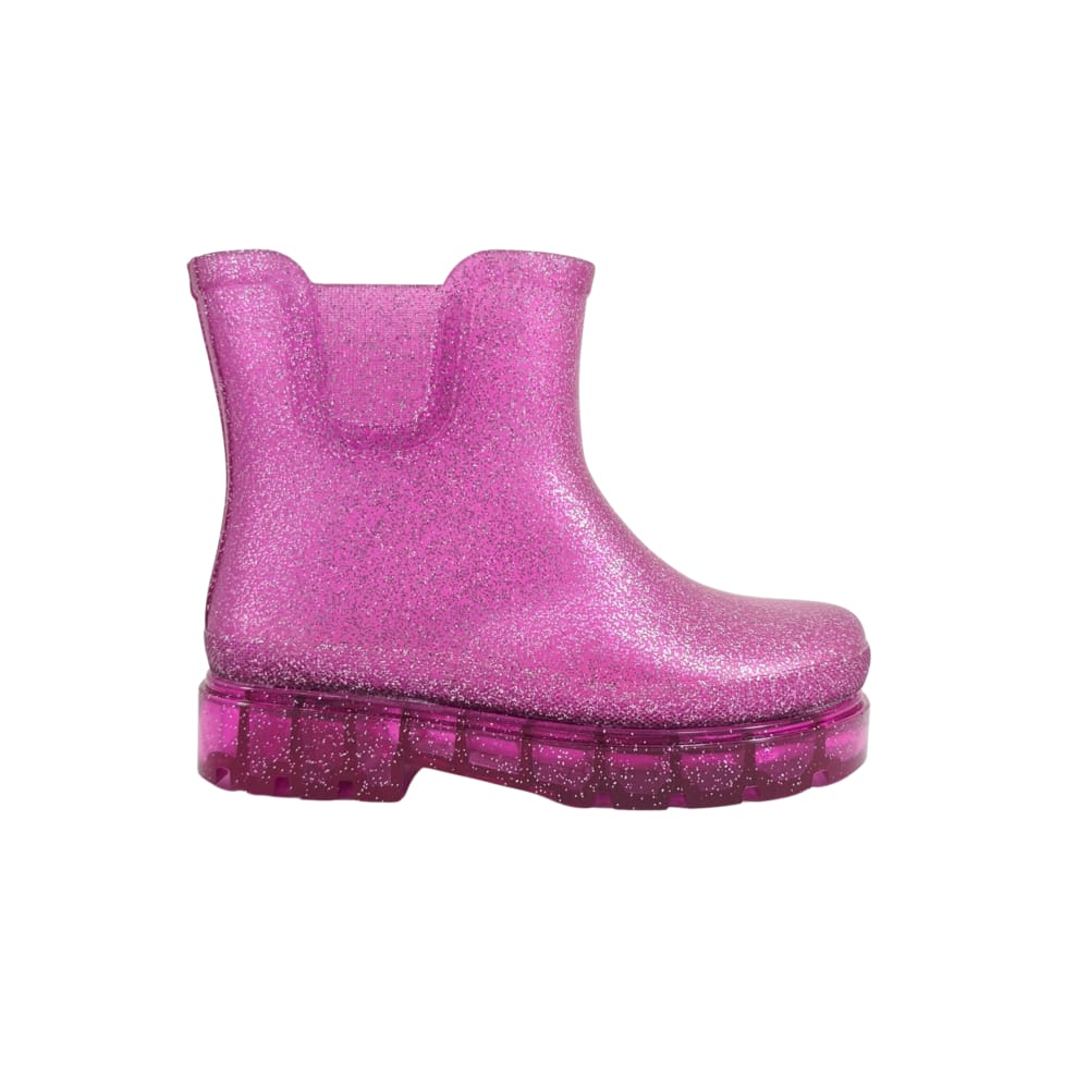 Bota Galocha Infantil Rosa Glitter Impermeável Luz Led 2138