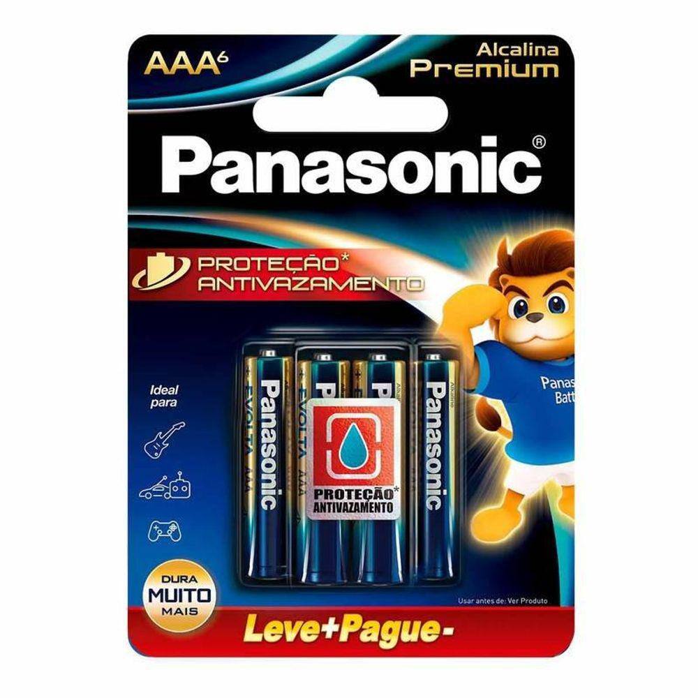Pilha Alcalina Premium Panasonic Aaa Palito 06 Unidades Lr03egr/6b192 - Pç / 6 [F108]