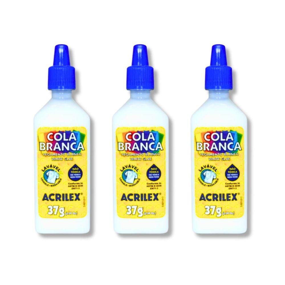 Kit 03 Cola Branca Líquida 37g Acrilex