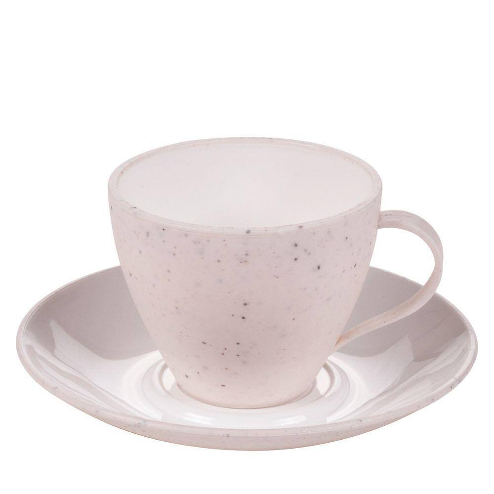 Xícara de café com pires 110ml Gourmet marmorizado Plasutil ref.369