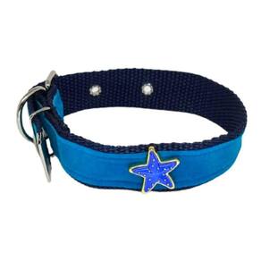 Coleira Camurça Aplique 25Mm Cachorro Nicapet Cor Azul Nº 3