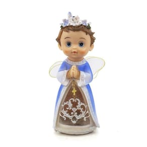 Imagem Anjo Da Guarda Azul Rezando Musical Led Importado