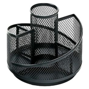 Porta Lápis Giratório 4 Divisórias Em Metal Top Rio- Espiral