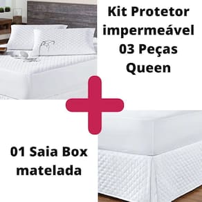 Kit Protetor Colchão Queen + 2 Capa Travesseiro Impermeável