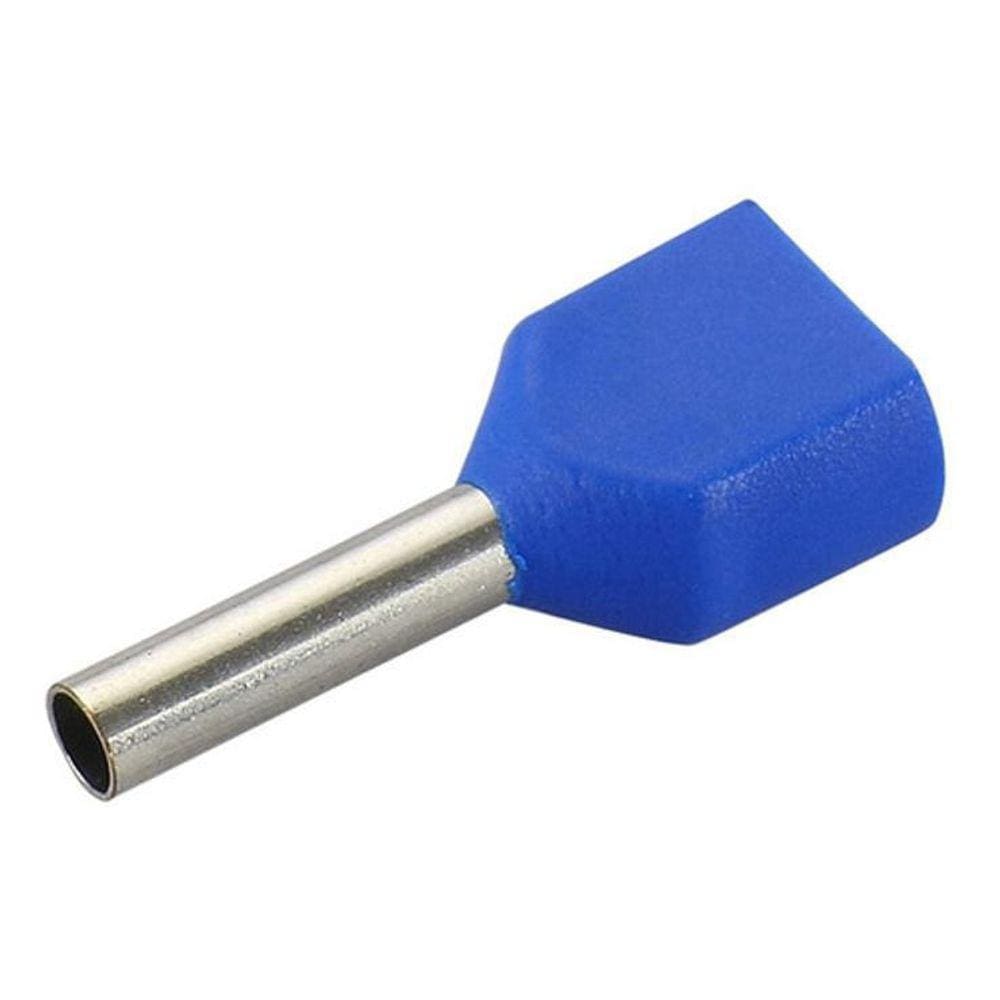 Kit 1000Pçs Terminal Elétrico Ilhós Tubular Duplo 2,5Mm Azul