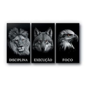 Quadro Frases Animais Disciplina Execução Foco Kit 110X60Cm