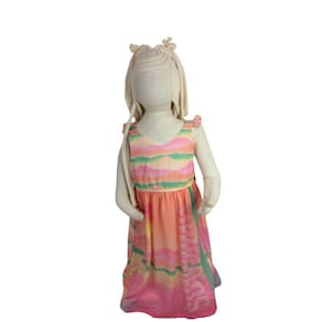 Vestido Midi Infantil Mon Sucre Laranja Rosa Verde tam 4