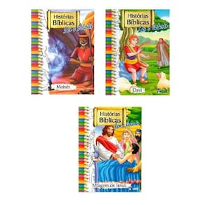 Livro Infantil Para Ler E Colorir Histórias Bíblicas - 3 Un