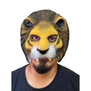 Máscara Leão Metade Do Rosto Elástico De Látex Fantasia