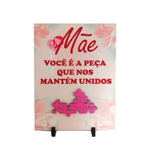 Azulejo Porta Retrato Flores Rosa Presente Dia das Mães Personalizado