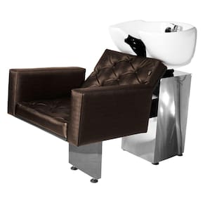 Lavatório Salão de Beleza Evidence Luxo Base Inox Marrom