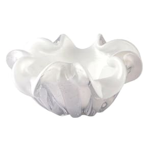 Centro de Mesa Murano Veneza 21x21x9,5cm Branco Leitoso