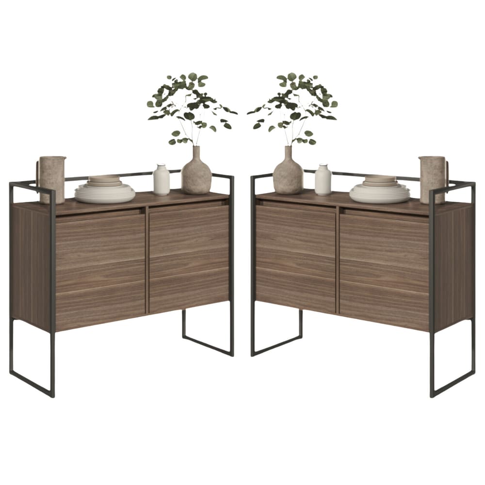 Conjunto Buffet Aparador Industrial 2 Portas Affara