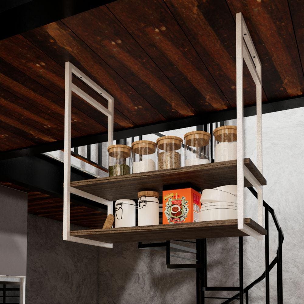 Prateleira Teto Parede Decorativa Industrial Cozinha 60cm Branco