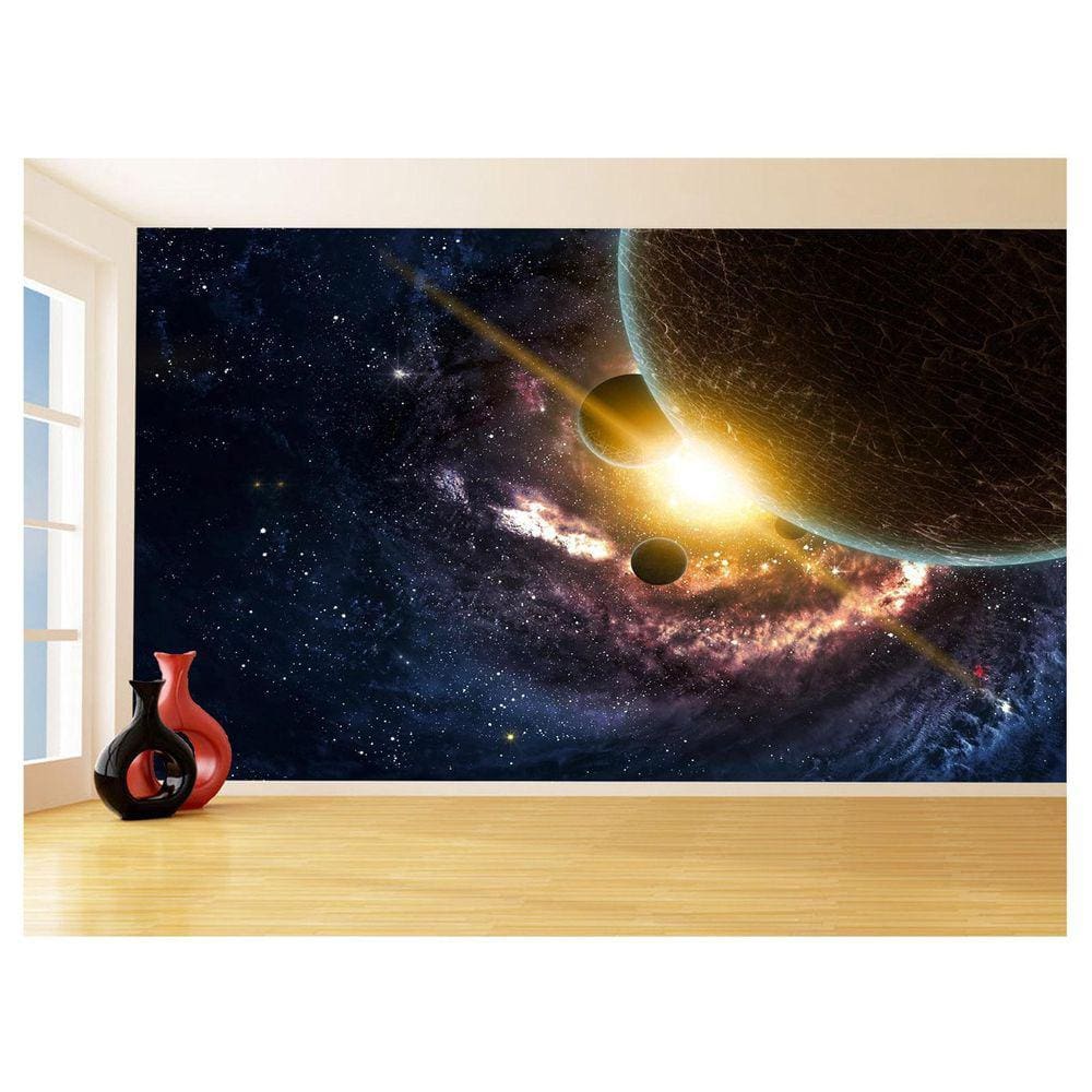Papel De Parede 3D Espaço Estrelas Planetas 3,5M Nsp165
