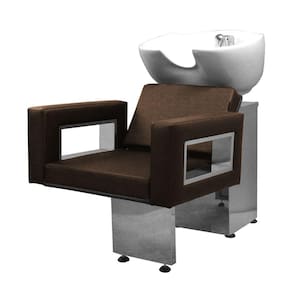 Lavatório Salão de Beleza Moderna Base Inox Marrom