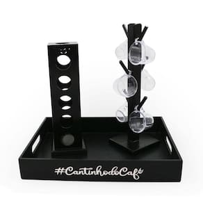 Kit 6 Xicara Acrílico Porta Capsulas 3 Corações Bandeja