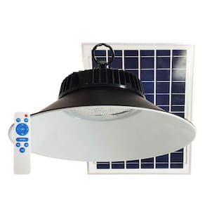 Luminaria Solar Industrial 150W Loja Empresa Comercio Galpão Regulavel Quintal com Controle Remoto Sala de Estar Pendente Placa Solar High Bay