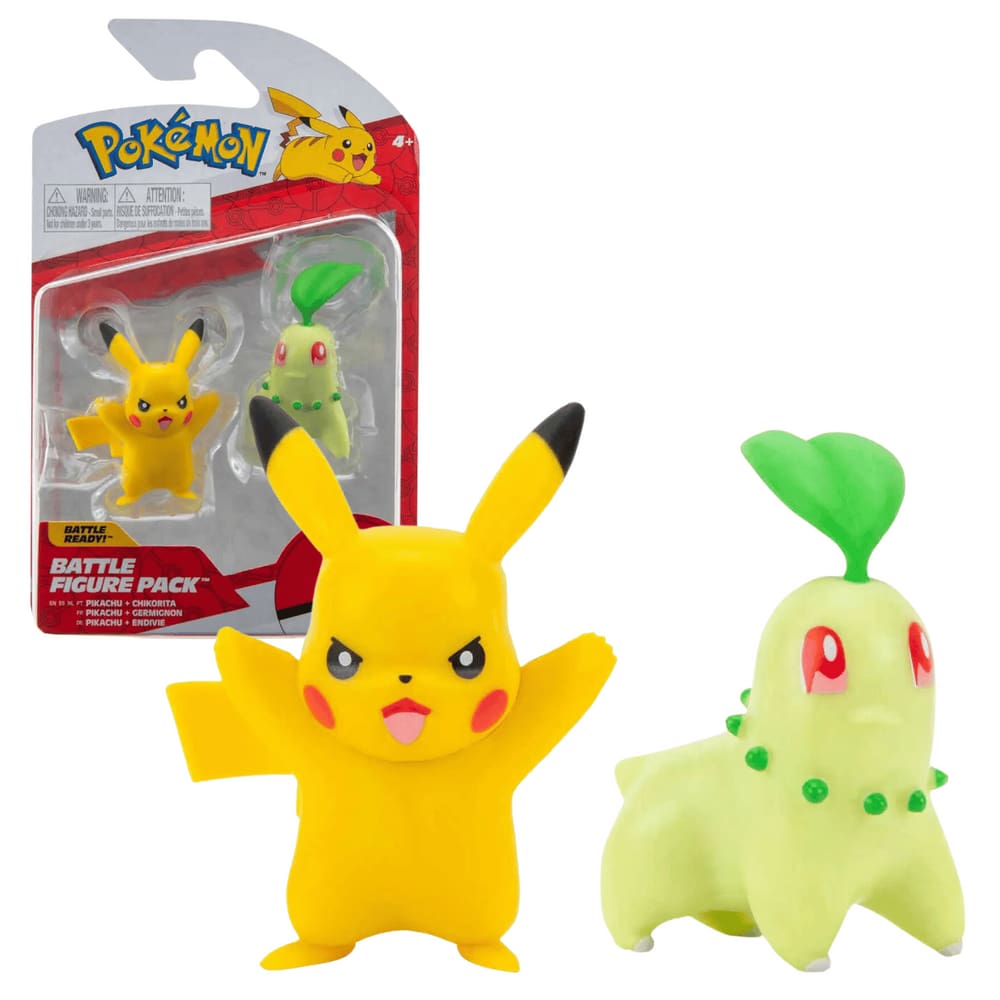 Figura Pikachu e Chikorita Pokemon Battle Figure 5cm Sunny