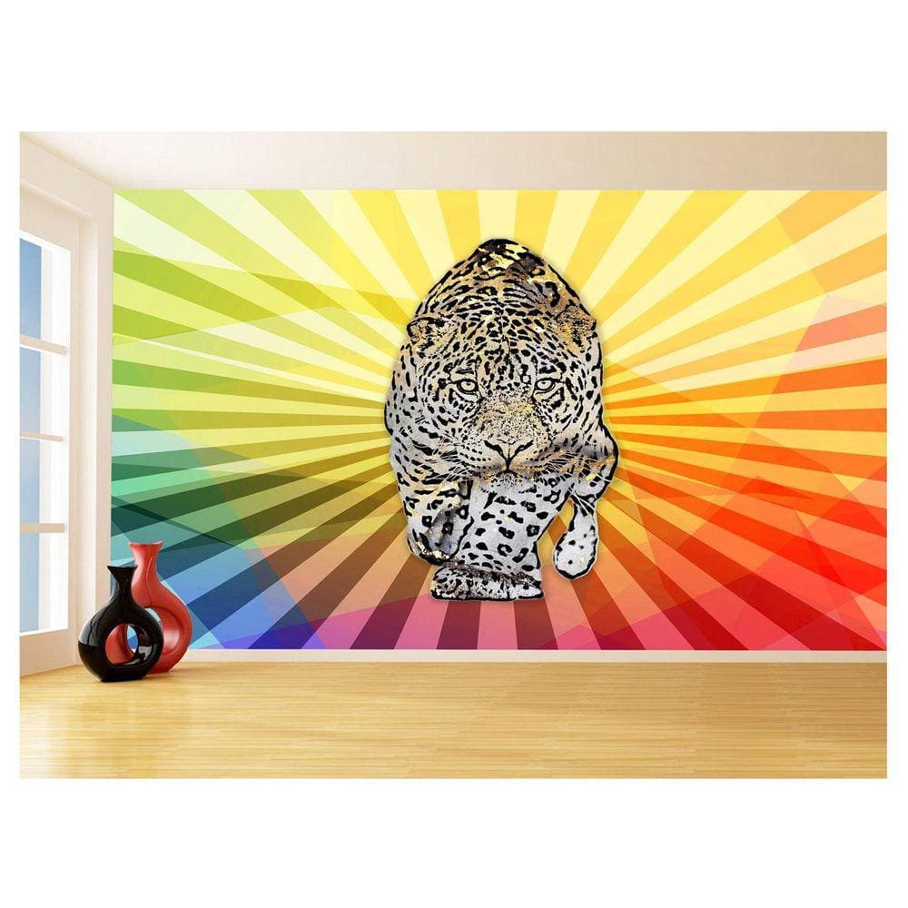 Papel De Parede 3D Animais Pop Art Onça Pintada 3,5M Pxa80