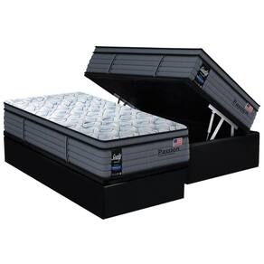 Cama Box Baú Solteiro: Colchão Molas Sealy MasterPocket Ensacadas Passion + Base CRC Suede Black(88x188)