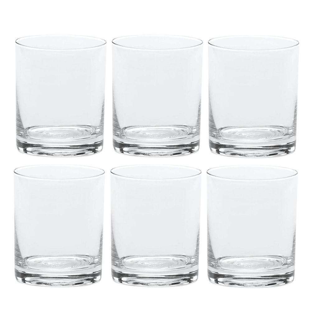 Jogo 6 Copos Baixo De Vidro Liso Água Whisky Drink 310Ml